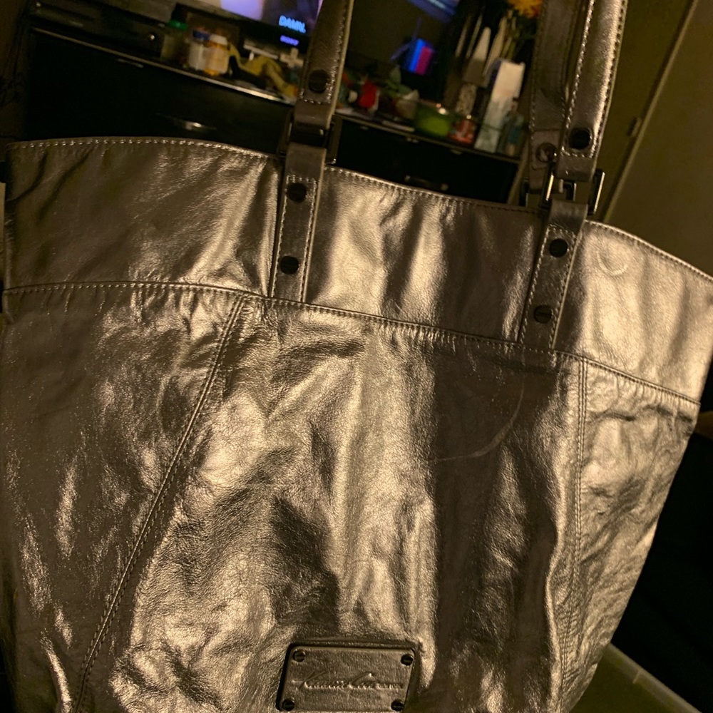 Kenneth Kole Silver Leather Bag